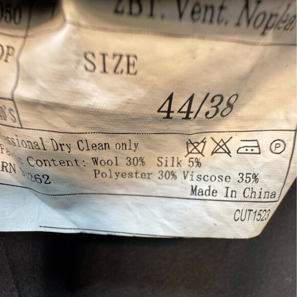 Wool & Silk Blends Men Dress Pants Size 44/38 Black Tailored Trousers Formal - Picture 4 of 11